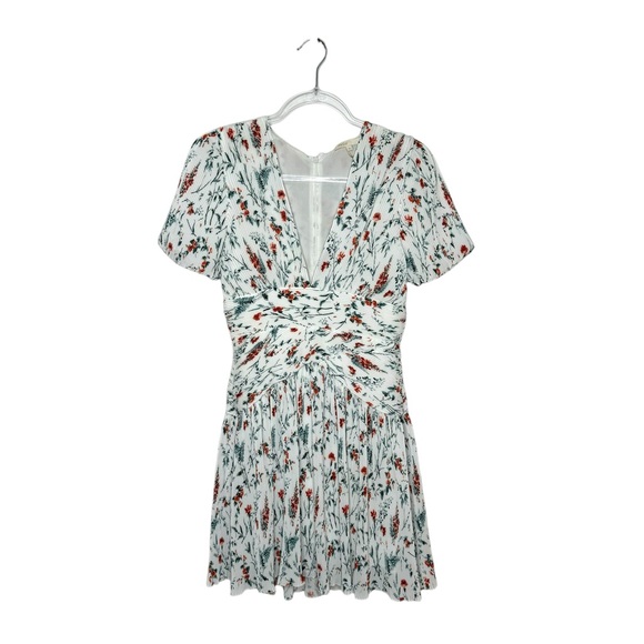 maje | Raison Pleated Dress White Floral 2 Medium - Picture 3 of 11